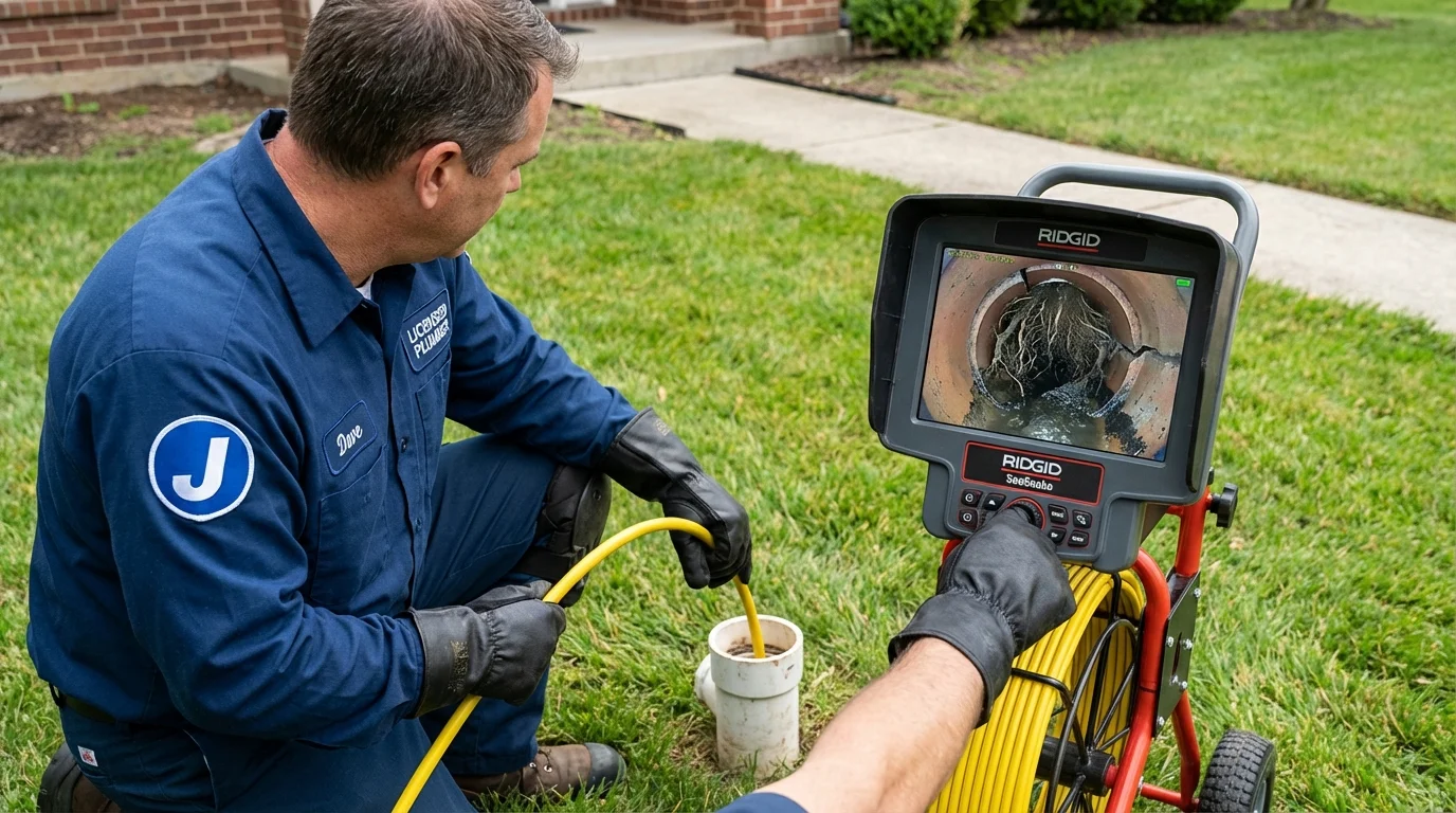Sewer camera inspection being performed by Johns Plumbing LLC in Williston